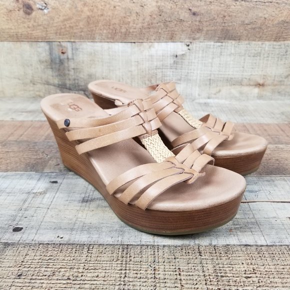 UGG Shoes - UGG Mattie Wedge Sandal Platform woven Slides, tan